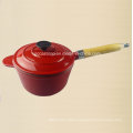 Enamel Cast Iron Saucepan with Double Use Lid as Frypan